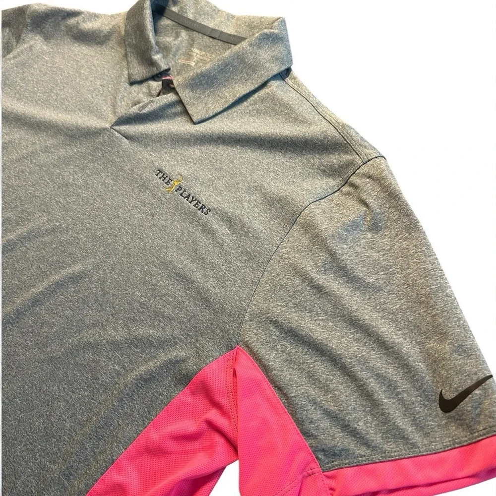 Men's Nike Golf Dri-FIT Tour Performance‎ Polo The Players TPC Gray Pink XL